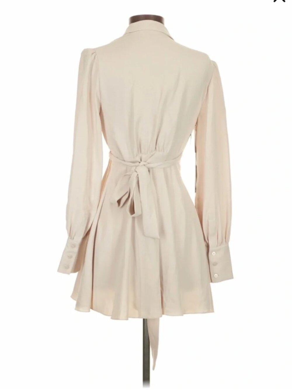 New Aritzia Babaton Hyde satin bishop long sleeve wrap style v-neck minidress - Picture 13 of 16